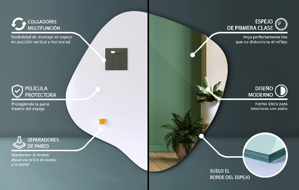 Lustro niesymetryczne w kształcie plamy 58x59 cm