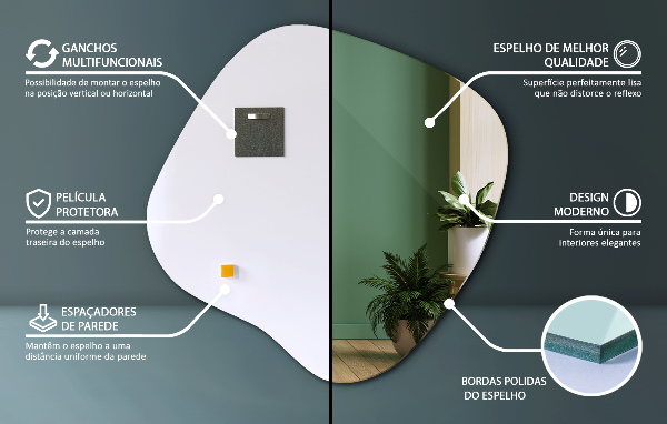 Lustro niesymetryczne w kształcie plamy 58x59 cm