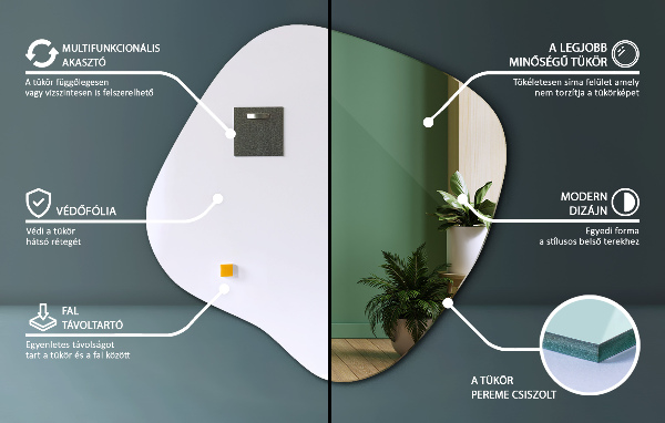 Lustro niesymetryczne w kształcie plamy 68x67 cm
