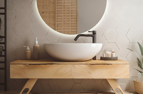 Lustro półokrągłe podświetleniem led 35x70 cm