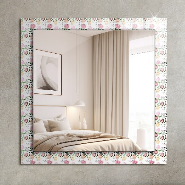 Lustro z drukowaną ramką prostokątne Motywy kwiatowe