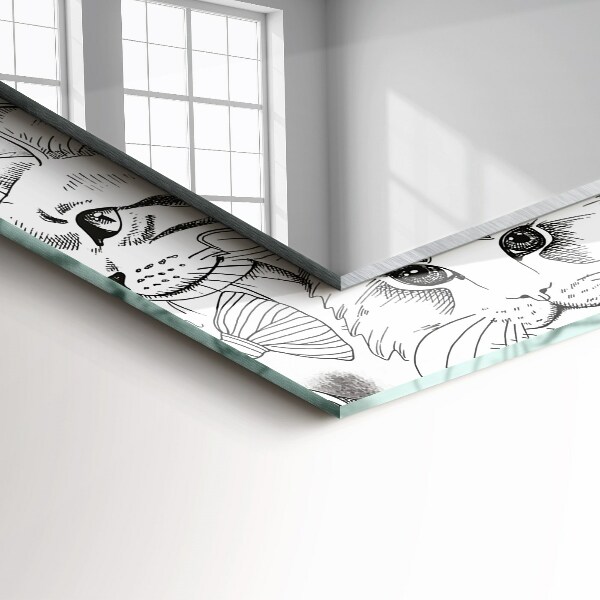 Lustro ramka z nadrukiem prostokątne Koty z motylami