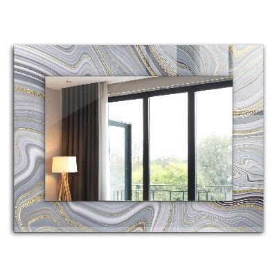 Lustro z drukowaną ramką prostokątne Abstrakcyjne marmurowe motywy