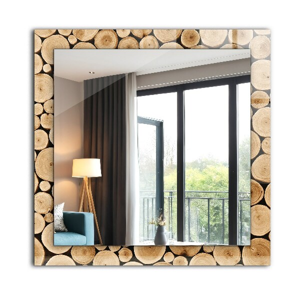 Lustro ramka z nadrukiem prostokątne Przekrój poprzeczny pnia drzewa