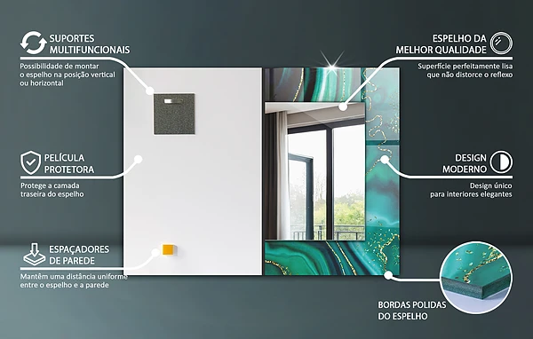 Lustro ramka z nadrukiem prostokątne Przekrój poprzeczny pnia drzewa