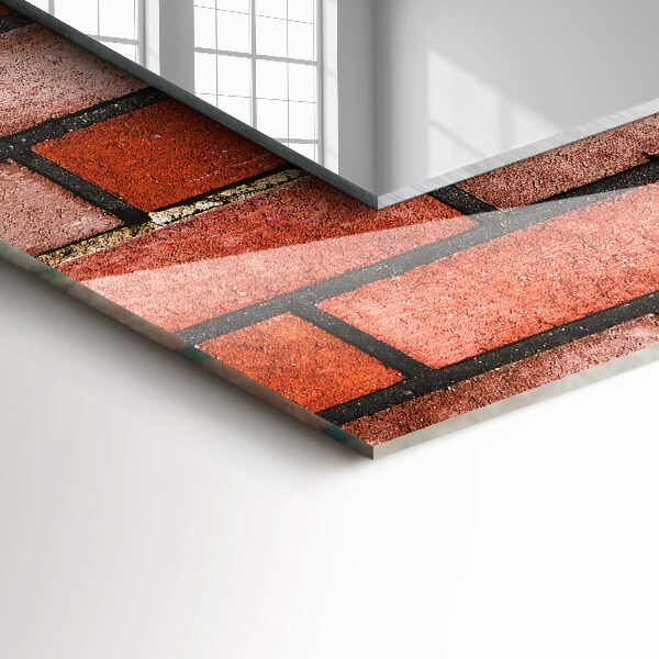 Lustro dekoracyjne prostokątne Ściana z czerwonej cegły