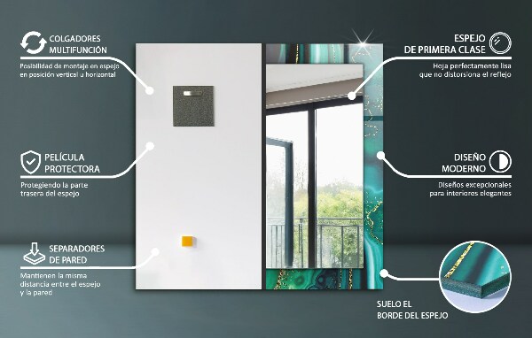 Lustro ramka z nadrukiem prostokątne Żółte ozdoby
