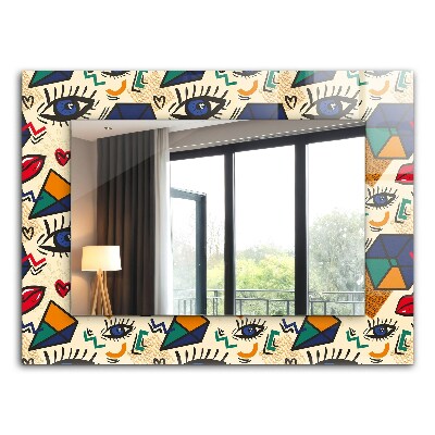 Lustro dekoracyjne prostokątne Kształty oczu i ust