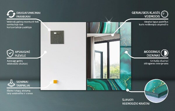 Lustro dekoracyjne prostokątne Kolorowa mandala