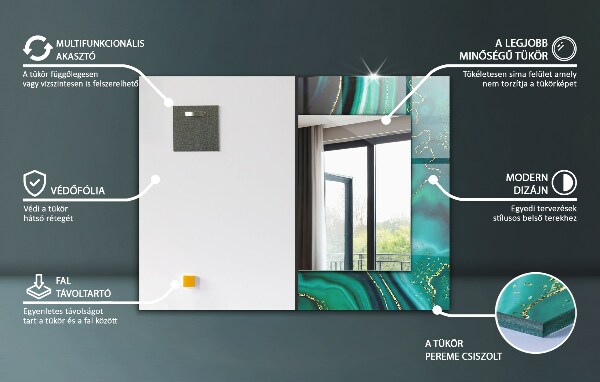 Lustro dekoracyjne prostokątne Kolorowa mandala