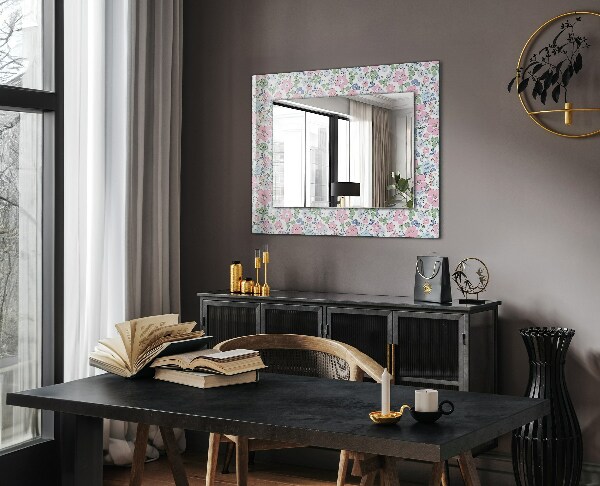 Lustro z nadrukiem prostokątne Kwiatowy wzór na tkaninie