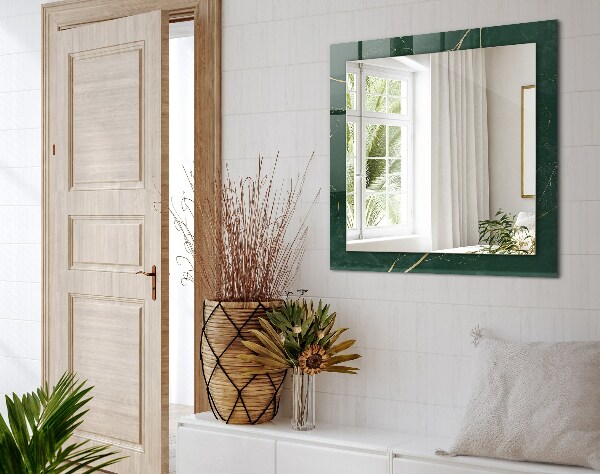 Lustro z nadrukiem dekoracyjne prostokątne Zielone i złote liście