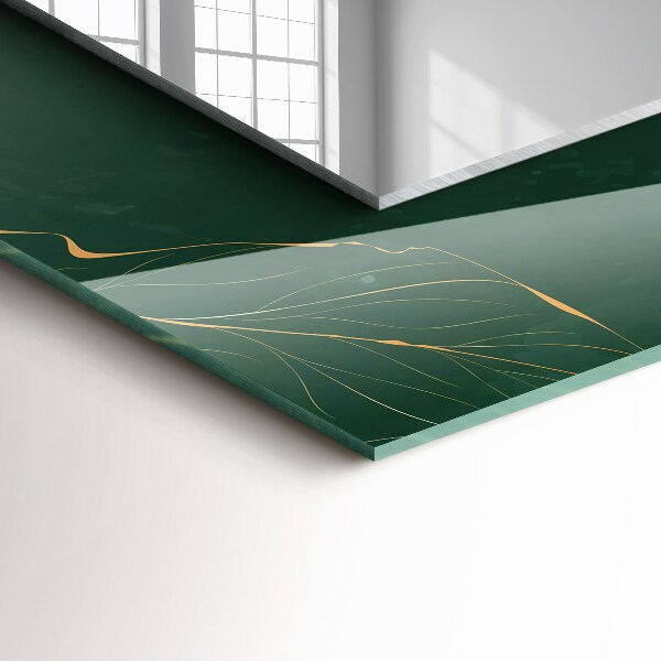 Lustro z nadrukiem dekoracyjne prostokątne Zielone i złote liście