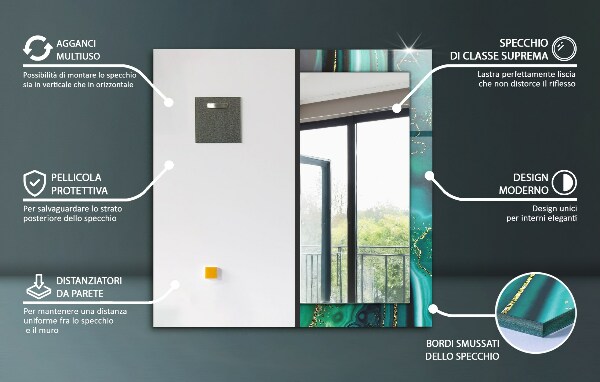 Lustro ramka z nadrukiem prostokątne Zardzewiała metalowa powierzchnia