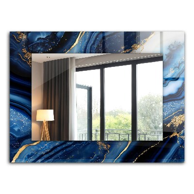 Lustro z drukowaną ramką prostokątne Sztuka abstrakcyjna w marmurze