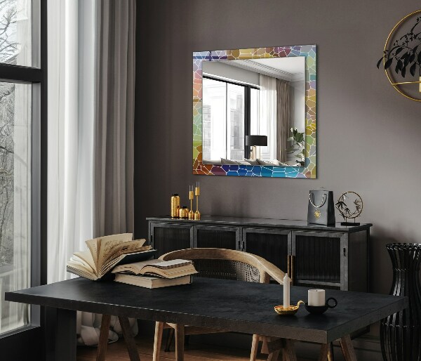 Lustro z nadrukiem prostokątne Kwiaty i liście
