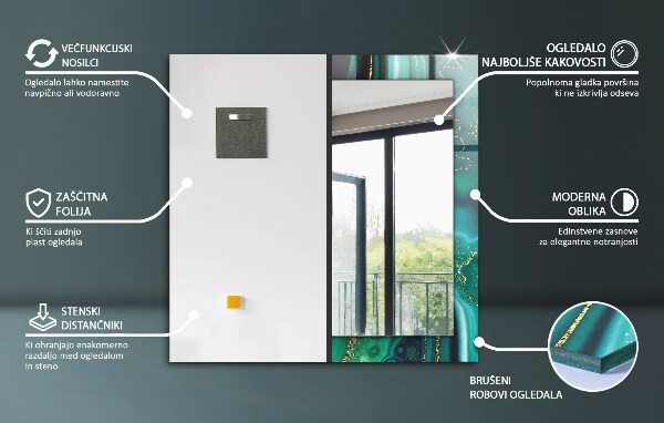 Lustro z nadrukiem prostokątne Różowe gwiazdki