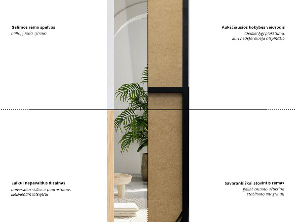 Lustro stojące z czarną ramą 36x156 cm