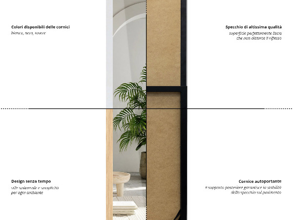 Lustro stojące z czarną ramą 36x156 cm