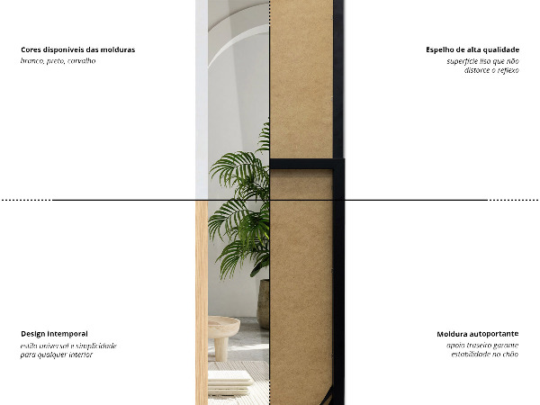 Lustro stojące z czarną ramą 36x156 cm