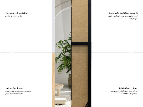 Lustro stojące z ramą w kolorze dębowym 36x156 cm