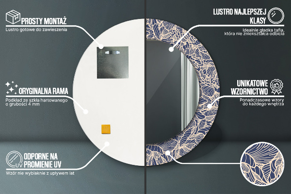 Lustro ścienne dekoracyjne okrągłe Kwiaty