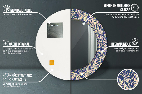 Lustro ścienne dekoracyjne okrągłe Kwiaty