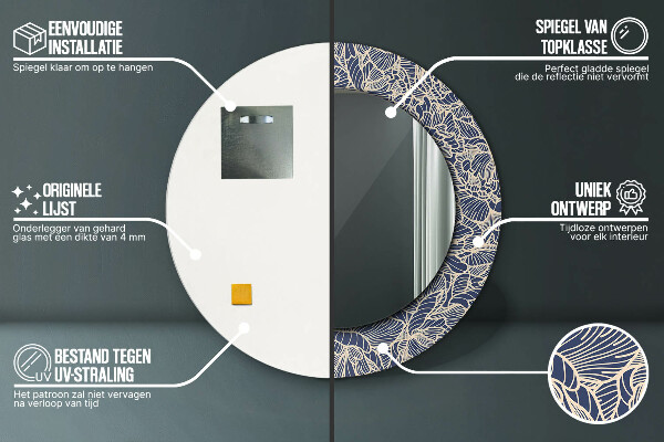 Lustro ścienne dekoracyjne okrągłe Kwiaty