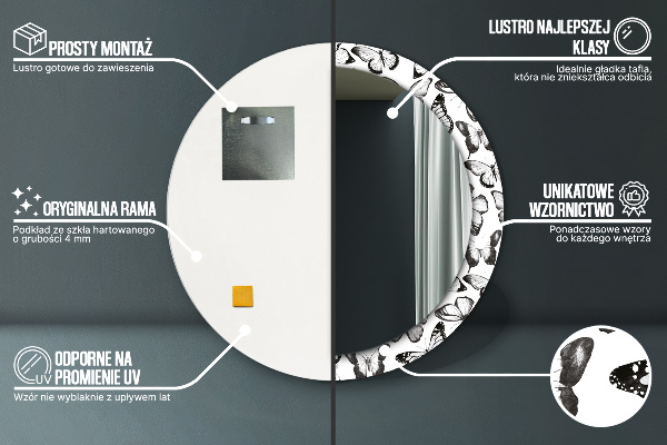 Lustro ścienne dekoracyjne okrągłe Motyl