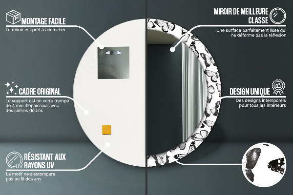 Lustro ścienne dekoracyjne okrągłe Motyl