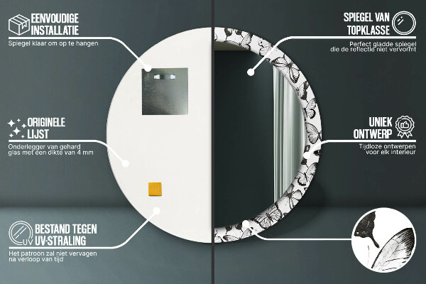 Lustro ścienne dekoracyjne okrągłe Motyl
