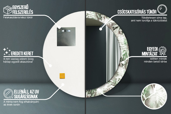 Lustro ścienne dekoracyjne okrągłe Liście akwarelowe