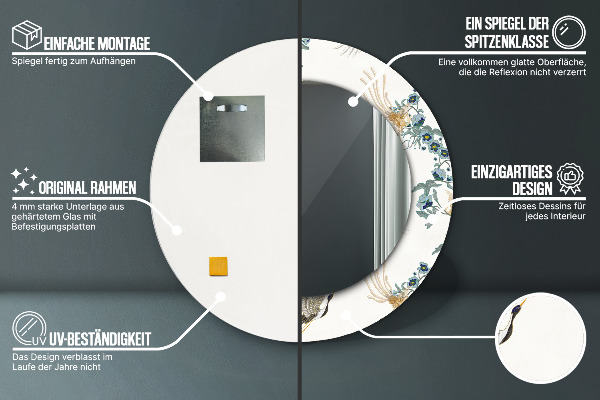 Lustro ścienne dekoracyjne okrągłe Chinoserie