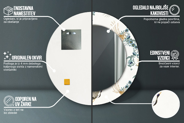 Lustro ścienne dekoracyjne okrągłe Chinoserie