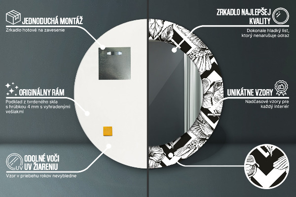 Lustro ścienne dekoracyjne okrągłe Kolibry