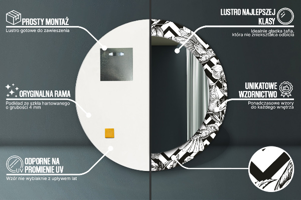 Lustro ścienne dekoracyjne okrągłe Kolibry