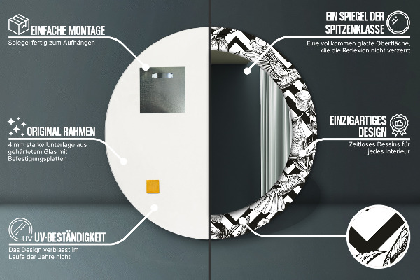 Lustro ścienne dekoracyjne okrągłe Kolibry