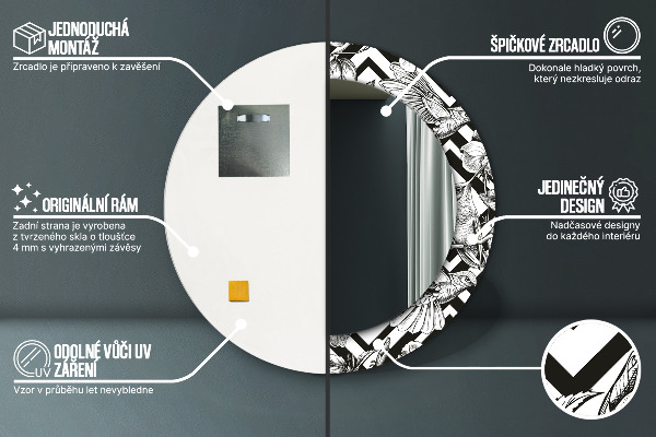 Lustro ścienne dekoracyjne okrągłe Kolibry