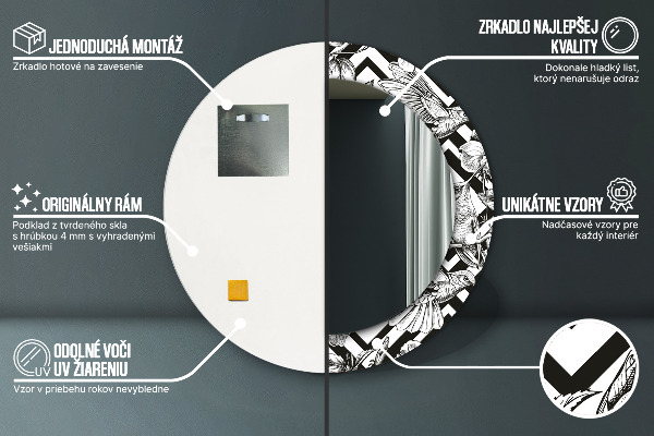 Lustro ścienne dekoracyjne okrągłe Kolibry