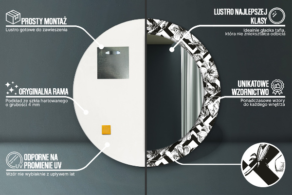 Lustro ścienne dekoracyjne okrągłe Kolibry