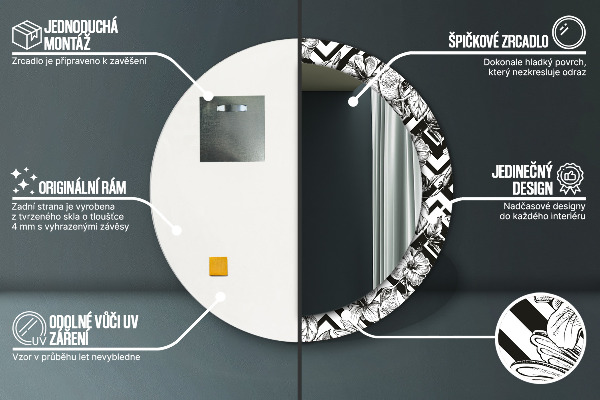 Lustro ścienne dekoracyjne okrągłe Kolibry