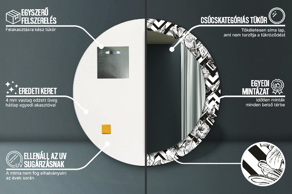 Lustro ścienne dekoracyjne okrągłe Kolibry