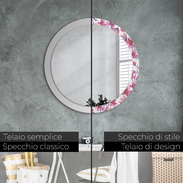 Lustro ścienne dekoracyjne okrągłe Kwiaty akwarelowe