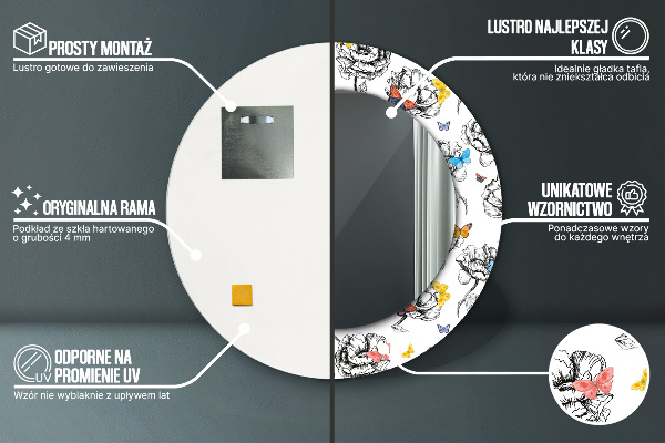 Lustro ścienne dekoracyjne okrągłe Motyl