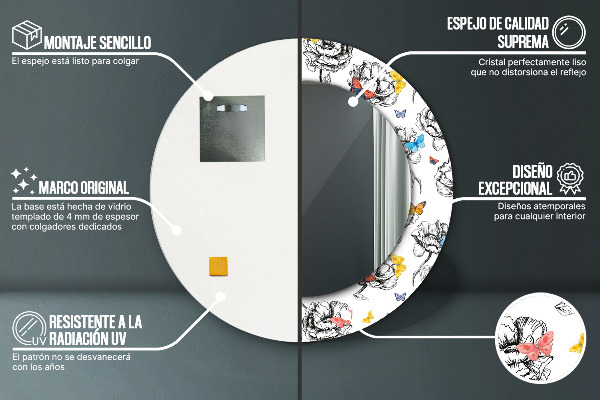 Lustro ścienne dekoracyjne okrągłe Motyl