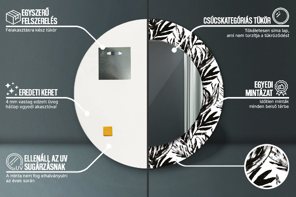 Lustro ramka z nadrukiem okrągłe Monstera