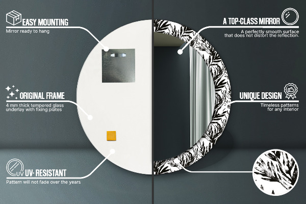 Lustro ramka z nadrukiem okrągłe Monstera