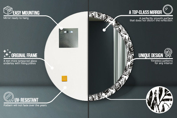 Lustro ramka z nadrukiem okrągłe Monstera