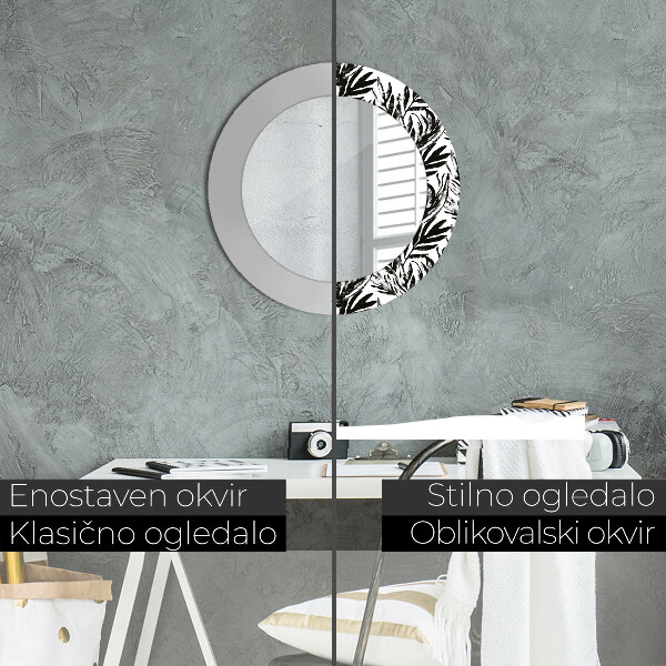 Lustro ramka z nadrukiem okrągłe Monstera