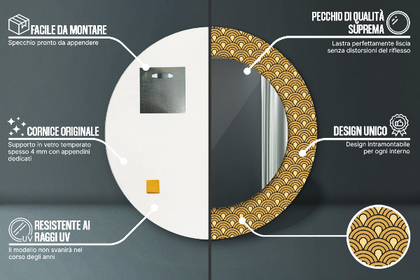 Lustro ścienne dekoracyjne okrągłe Deco vintage